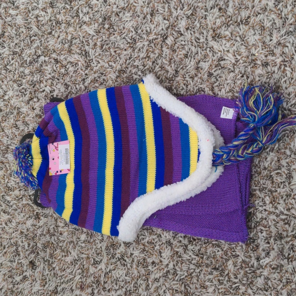 Colorful Striped Kids Winter Hat and Scarf Set